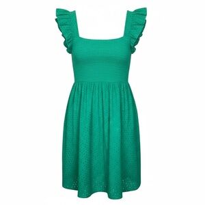 Green Smocked Eyelet Nap Dress - 16